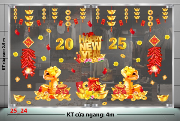 Decal dán tường Decal Tết xuân 2025 -Combo 24 Decal dán tường Decal Tết xuân 2025 -Combo 24