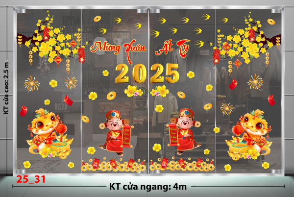 Decal dán tường Decal Tết xuân 2025 -Tết combo 31 Decal dán tường Decal Tết xuân 2025 -Tết combo 31