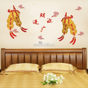 Decal dán tường Tết xuân 22 - Đồng tiền vàng