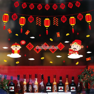 Decal dán tường Tết xuân 25 - Thần tài đón xuân