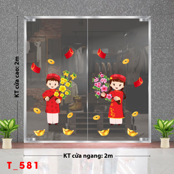 Decal dán tường Tết xuân 581 Decal dán tường Tết xuân 581