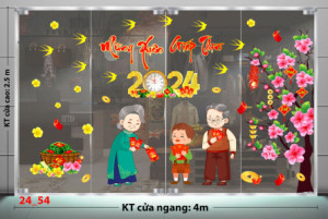 Decal dán tường Tết xuân- Bà lì xi cháu tết Decal dán tường Tết xuân- Bà lì xi cháu tết