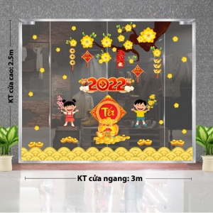 Decal dán tường Tết xuân-Bé cầm mai đào chúc tết xuân Decal dán tường Tết xuân-Bé cầm mai đào chúc tết xuân