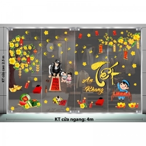 Decal dán tường Tết xuân-Bé tập vẽ chứ chúc Tết An Khang cùng thầy đồ dưới mai vàng Decal dán tường Tết xuân-Bé tập vẽ chứ chúc Tết An Khang cùng thầy đồ dưới mai vàng
