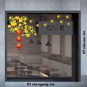Decal dán tường Tết xuân-Chim én và hoa mai 5 Decal dán tường Tết xuân-Chim én và hoa mai 5