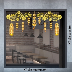 Decal dán tường Tết xuân-Dây treo tiền vàng Decal dán tường Tết xuân-Dây treo tiền vàng