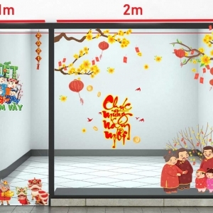 Decal dán tường Tết xuân-Gia đình sum vầy đón tết xuân Decal dán tường Tết xuân-Gia đình sum vầy đón tết xuân
