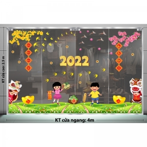 Decal dán tường Tết xuân-mai đào cùng bé đón xuân 2022 Decal dán tường Tết xuân-mai đào cùng bé đón xuân 2022