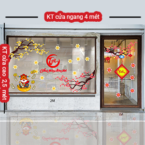 Decal dán tường Tết xuân-Mai đào đón xuân Decal dán tường Tết xuân-Mai đào đón xuân