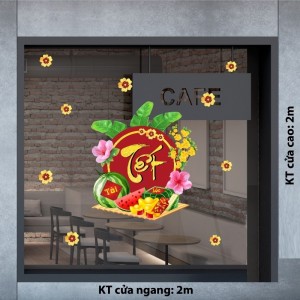 Decal dán tường Tết xuân-Mâm chưng trái cây tết Decal dán tường Tết xuân-Mâm chưng trái cây tết