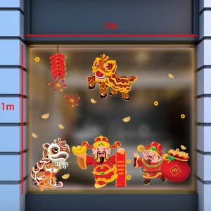 Decal dán tường Tết xuân-Múa lân chúc mừng năm mới Decal dán tường Tết xuân-Múa lân chúc mừng năm mới