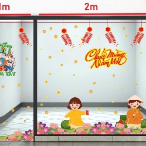 Decal dán tường Tết xuân-Pháo nổ đón tết sum vầy Decal dán tường Tết xuân-Pháo nổ đón tết sum vầy