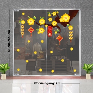 Decal dán tường Tết xuân-Pháo nổ dưới mai vàng Decal dán tường Tết xuân-Pháo nổ dưới mai vàng