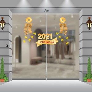 Decal dán tường Tết xuân TA2 - Pháo xuân chúc mừng năm mới 2021