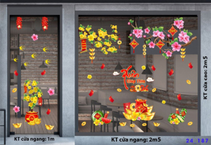 Decal dán tường Tết xuân-Tết 187 hoa mai