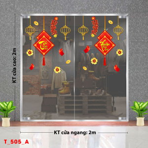 Decal dán tường Tết xuân-Tết 505A pháo đỏ