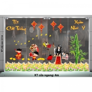 Decal dán tường Tết xuân-Tết cát tường-Xuân như ý Decal dán tường Tết xuân-Tết cát tường-Xuân như ý
