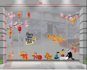 Decal dán tường Tết xuân-Tết xuân-Thầy đồ vẽ chữ chúc mừng năm mới Decal dán tường Tết xuân-Tết xuân-Thầy đồ vẽ chữ chúc mừng năm mới