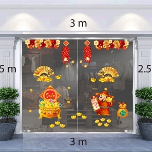 Decal dán tường Tết xuân-Thần tài đốt pháo mừng xuân Decal dán tường Tết xuân-Thần tài đốt pháo mừng xuân