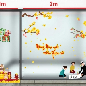 Decal dán tường Tết xuân-Thầy đồ dưới mai vàng Decal dán tường Tết xuân-Thầy đồ dưới mai vàng