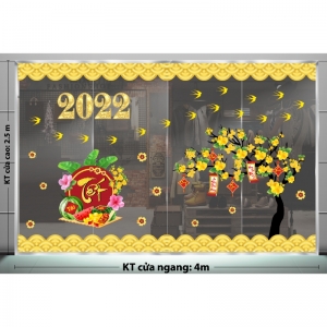 Decal dán tường Tết xuân-Trái cây tết , chim én và hoa mai Decal dán tường Tết xuân-Trái cây tết , chim én và hoa mai
