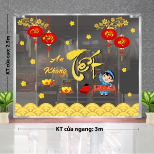 Decal dán tường Tết xuân-Bé vẽ tết xuân cùng mai vàng Decal dán tường Tết xuân-Bé vẽ tết xuân cùng mai vàng