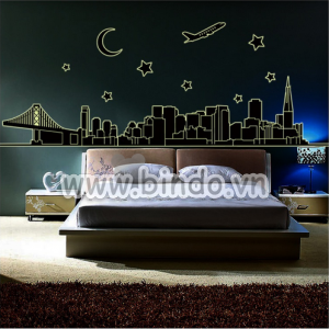 Decal dán tường Thành phố dạ quang 2   Decal dán tường Thành phố dạ quang 2