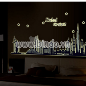Decal dán tường Thành phố Dubai dạ quang Decal dán tường Thành phố Dubai dạ quang