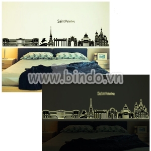 Decal dán tường Decal thành phố dạ quang Saint Petersburg trang trí quán cafe, trà sữa Decal dán tường Decal thành phố dạ quang Saint Petersburg trang trí quán cafe, trà sữa