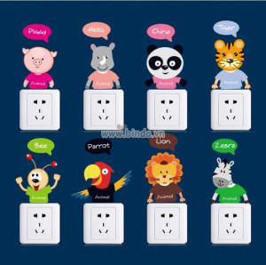 Decal dán tường Thú dán ổ điện