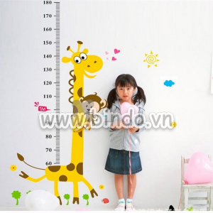 Decal dán tường Decal thước đo hươu dán tường đo chiều cao cho bé