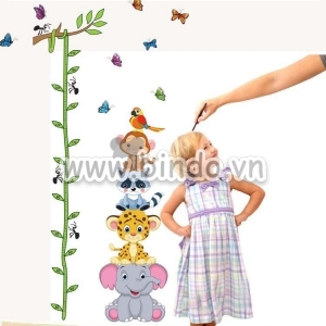 Decal dán tường Thước đo thú xếp hàng