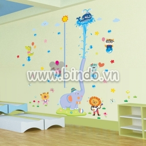 Decal dán tường Decal Thước đo Voi đùa cùng bạn đo chiều cao cho bé dán tường Decal dán tường Decal Thước đo Voi đùa cùng bạn đo chiều cao cho bé dán tường