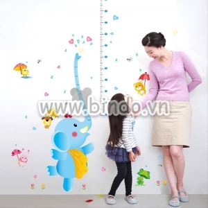 Decal dán tường Decal Thước đo voi xanh và các bạn Decal dán tường Decal Thước đo voi xanh và các bạn