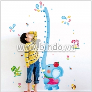 Decal dán tường Thước đo bé voi xanh