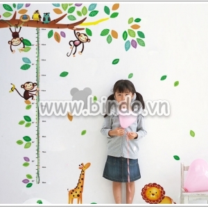 Decal dán tường Decal thước đo chiều cao cho bé hình cây, khỉ vui nhộn Decal dán tường Decal thước đo chiều cao cho bé hình cây, khỉ vui nhộn