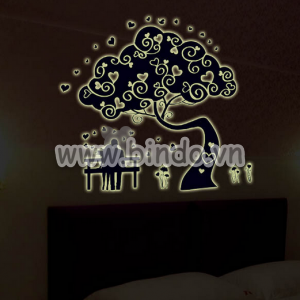 Decal dán tường Decal đôi tình nhân dạ quang trang trí quán cafe đẹp