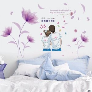 Decal dán tường Decal tình yêu hoa tím, dán tường kính theo sở thích Decal dán tường Decal tình yêu hoa tím, dán tường kính theo sở thích