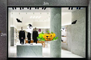 Decal dán tường Trang trí Halloween bí ngô,bóng ma và dơi