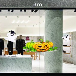 Decal dán tường Trang trí Halloween bí ngô,bóng ma và dơi