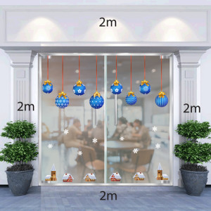 Decal dán tường Decal Trang trí Noel châu xanh và nhà tuyết Decal dán tường Decal Trang trí Noel châu xanh và nhà tuyết