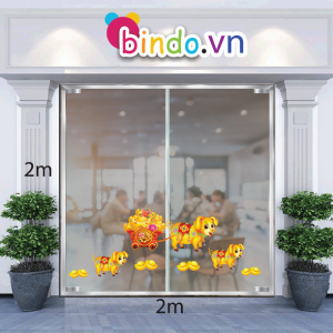 Decal dán tường Trang trí têt Ba Chú Heo vàng