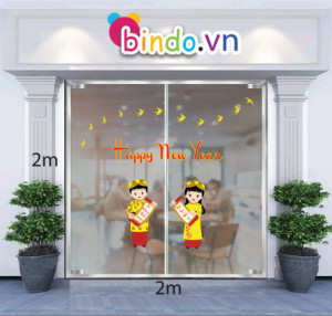 Decal dán tường Trang trí tết bé chúc xuân số 1 Decal dán tường Trang trí tết bé chúc xuân số 1