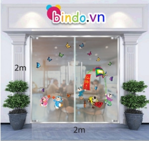 Decal dán tường Trang trí tết Bé vui xuân cùng cây nêu và ông đồ Decal dán tường Trang trí tết Bé vui xuân cùng cây nêu và ông đồ