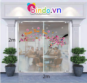 Decal dán tường Trang trí tết cành đào mùa xuân