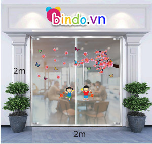 Decal dán tường Trang trí tết cành đào mùa xuân số 2