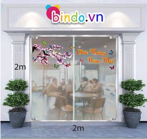 Decal dán tường Trang trí tết cành đào mùa xuân số 3 Decal dán tường Trang trí tết cành đào mùa xuân số 3