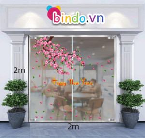 Decal dán tường Trang trí tết cành đào mùa xuân số 4 Decal dán tường Trang trí tết cành đào mùa xuân số 4