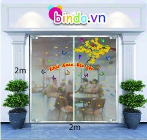 Decal dán tường Trang trí tết cành mai mùa xuân số 1 Decal dán tường Trang trí tết cành mai mùa xuân số 1
