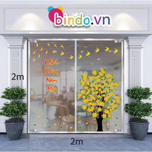 Decal dán tường Trang trí tết Cây mai vàng mùa xuân số 1 Decal dán tường Trang trí tết Cây mai vàng mùa xuân số 1